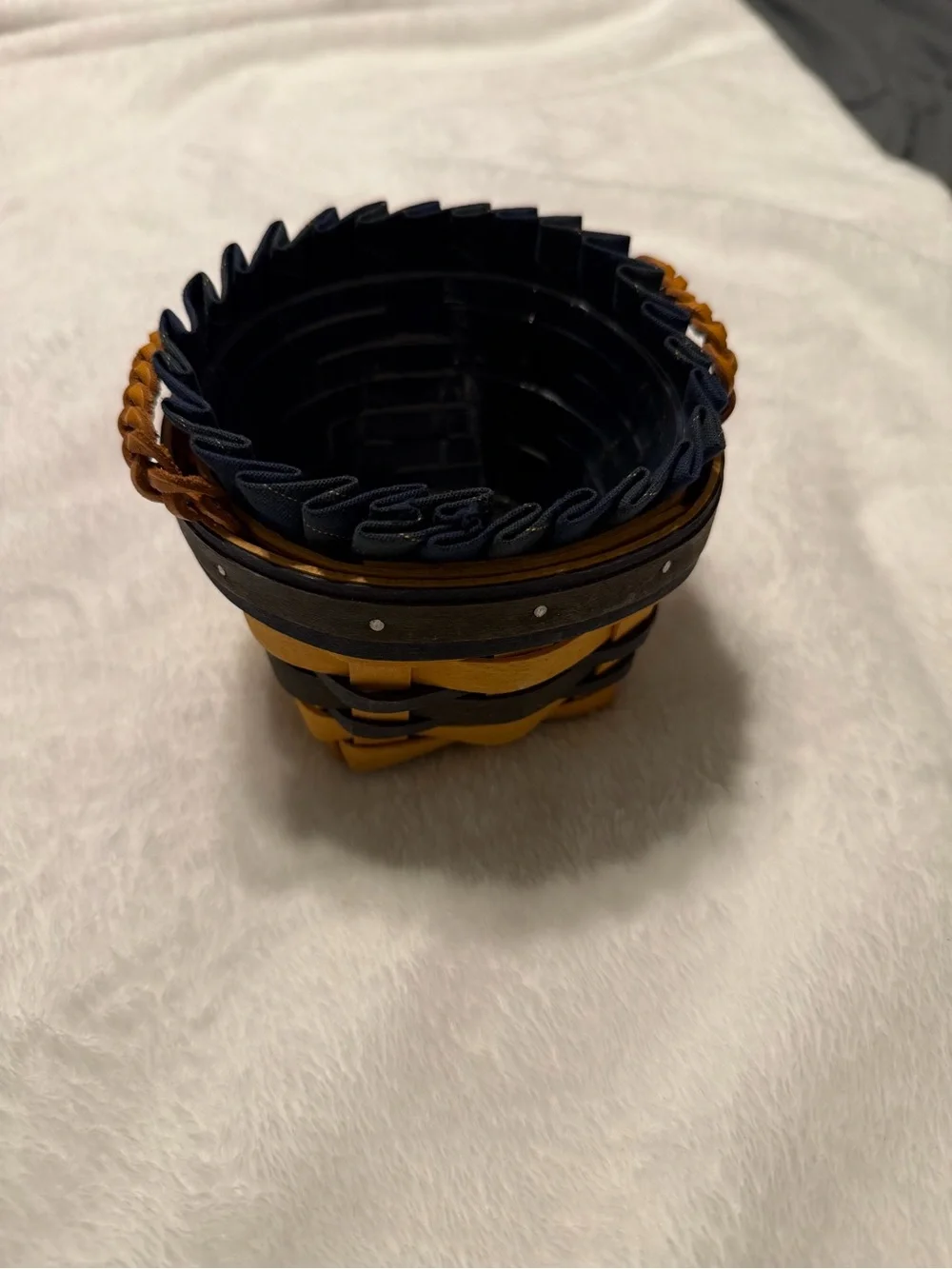 Longaberger Renewal Basket with fabric liner and insert.